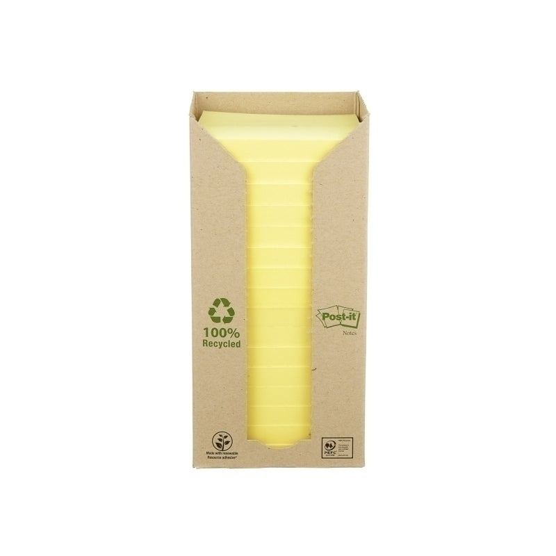 Post-It Recycled Notes Canary Yellow 76 x 76mm 16-Pack - 7100172245