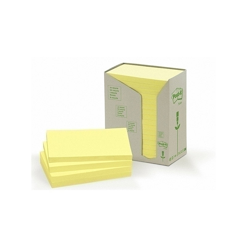 Post-It Recycled Notes Canary Yellow 76 x 127mm 16-Pack - 7100172248