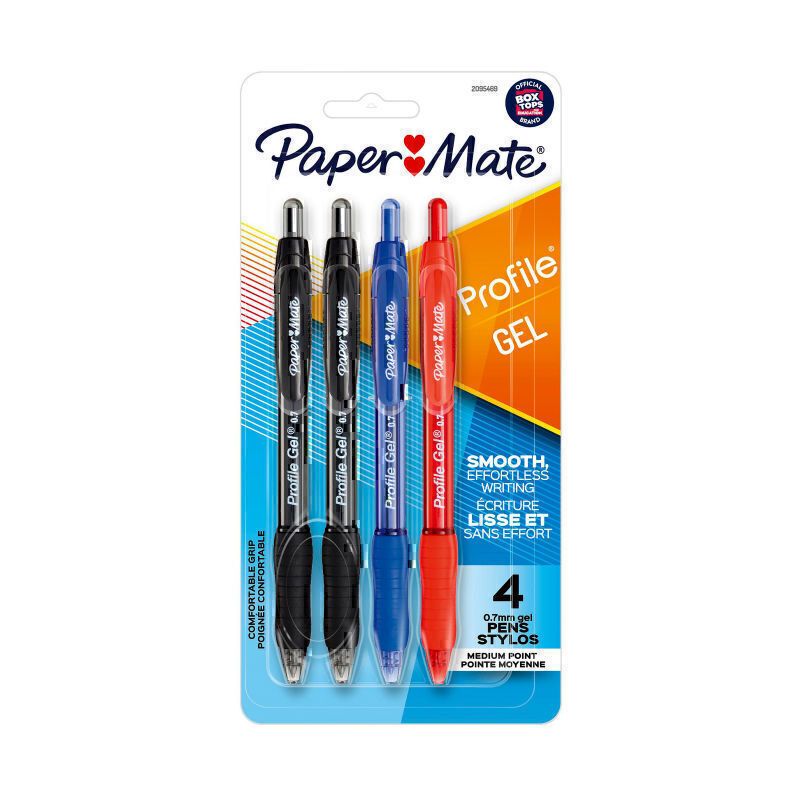 Paper Mate Prfl Gel 0.7mm Ast Pk4 Box of 6 - 2095469