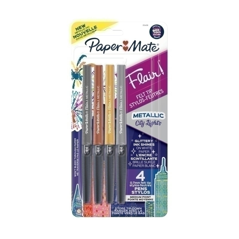 Paper Mate Flair FeltTip Metal Pk4 Box of 6 - 2134318