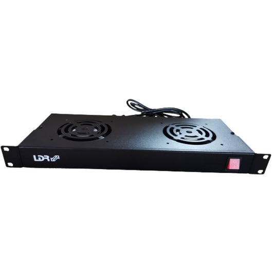 LDR 2 Way Rackmountable Fan Kit with power switch - 2x Fans - 1U Size - Black Metal Construction WB-CA-12