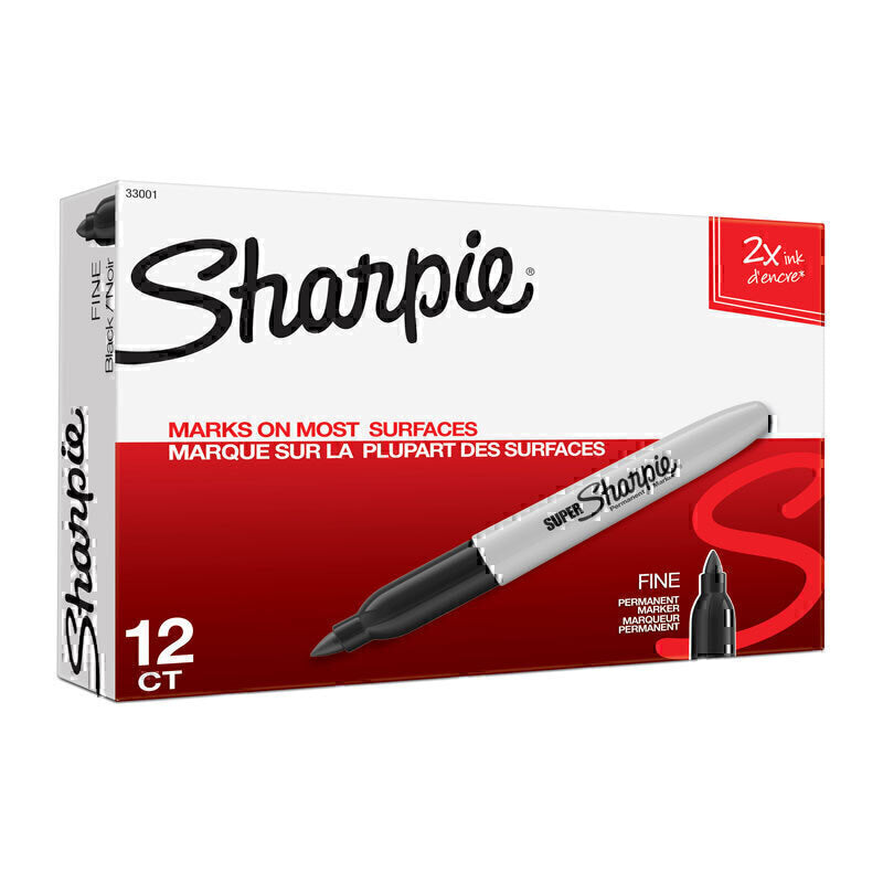 Sharpie Super FP Perm Mrkr Black Box of 12 - 33001