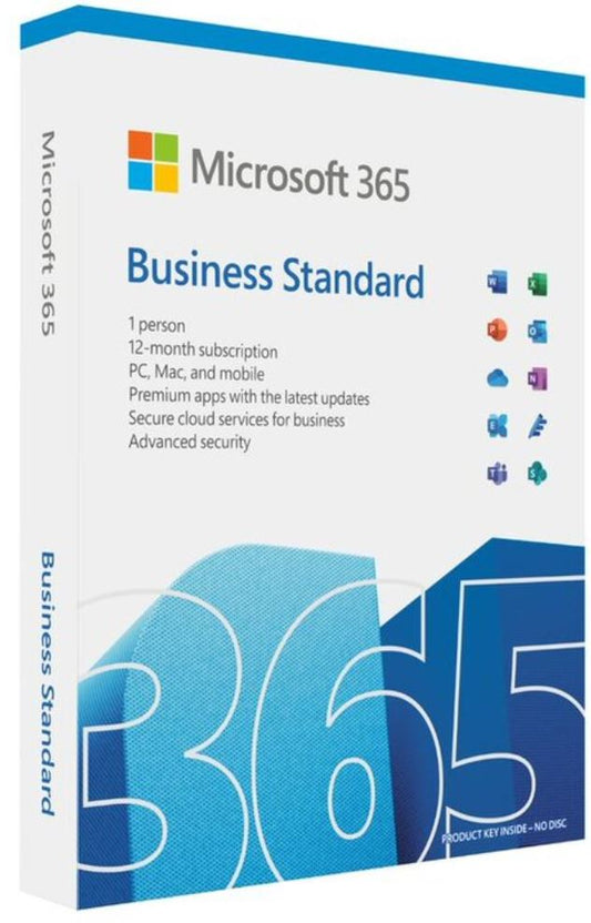 Microsoft 365 Business 2021 Standard Retail English APAC 1 User 1 Year Subscription, Medialess Outlook, Word, Excel, PowerPoint, SharePoint, Exchange,  KLQ-00648
