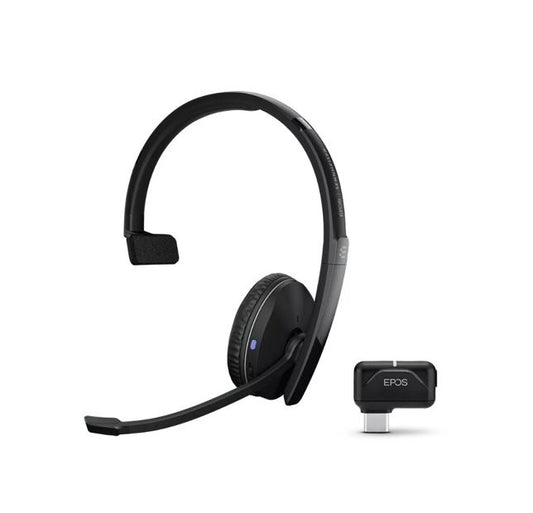 EPOS Adapt 231 Mono Bluetooth Headset, Works with Mobile / PC, Microsoft Teams and UC Certified, upto 27 Hour Talk Time, Folds Flat, 2Yr -Inc USB Apat 1000896