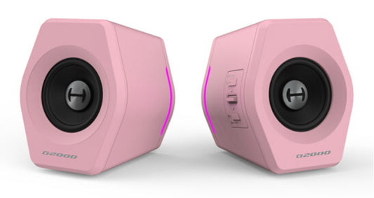 Edifier G2000 Gaming 2.0 Speakers System - Bluetooth V4.2/ USB Sound Card/ AUX Input/RGB 12 Light Effects/ 16W RMS Power Pink  G2000-PINK