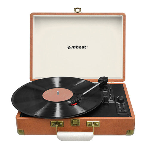 mbeat Woodstock Retro Turntable Recorder with Bluetooth & USB Direct Recording - Built-in Dual Speakers, Aux-in-out, Bluetooth Speaker Function MB-USBTR128
