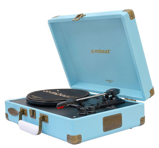 mbeat Woodstock 2 Sky Blue Retro Turntable Player with BT Receiver & Transmitter MB-TR96BLU