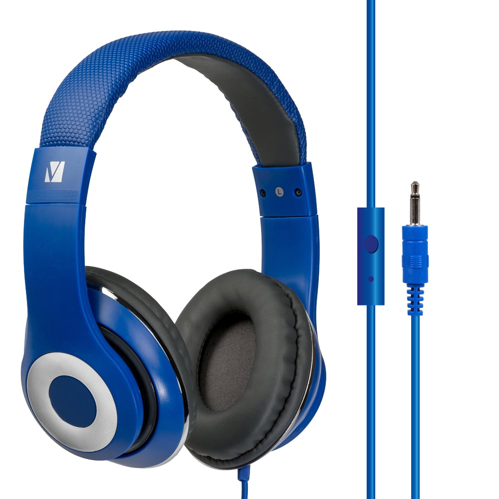 Verbatim's Over-Ear Stereo Headset Headphones - Ideal for Office, Education, Business, SME (BLUE) 65068
