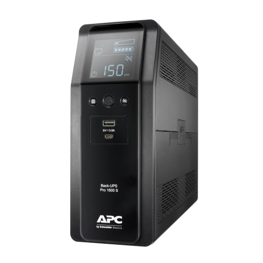 APC Back-UPS Pro 1600VA/960W Line Interactive UPS, Tower, 230V/10A Input, 8x IEC C13 Outlets, Lead Acid Battery, USB Type A + C Ports, LCD BR1600SI
