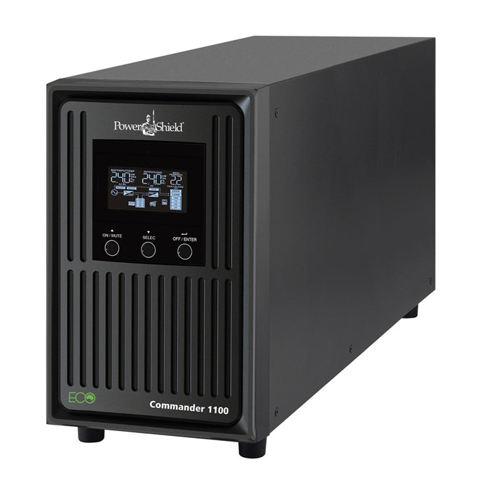 PowerShield Commander 1100VA/990W - 10Amp, Line Interactive Pure Sine Wave Tower UPS with AVR, 2 AUS sockets, 10A, C13 x 3, 2-year warranty PSCM1100