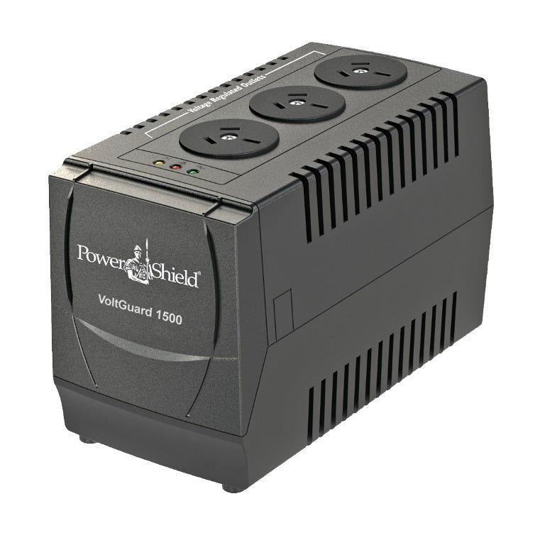 PowerShield VoltGuard 1500VA/750W Voltage Regulator, protects sensitive equipment from voltage fluctuations, 2-year warranty PSVG1500