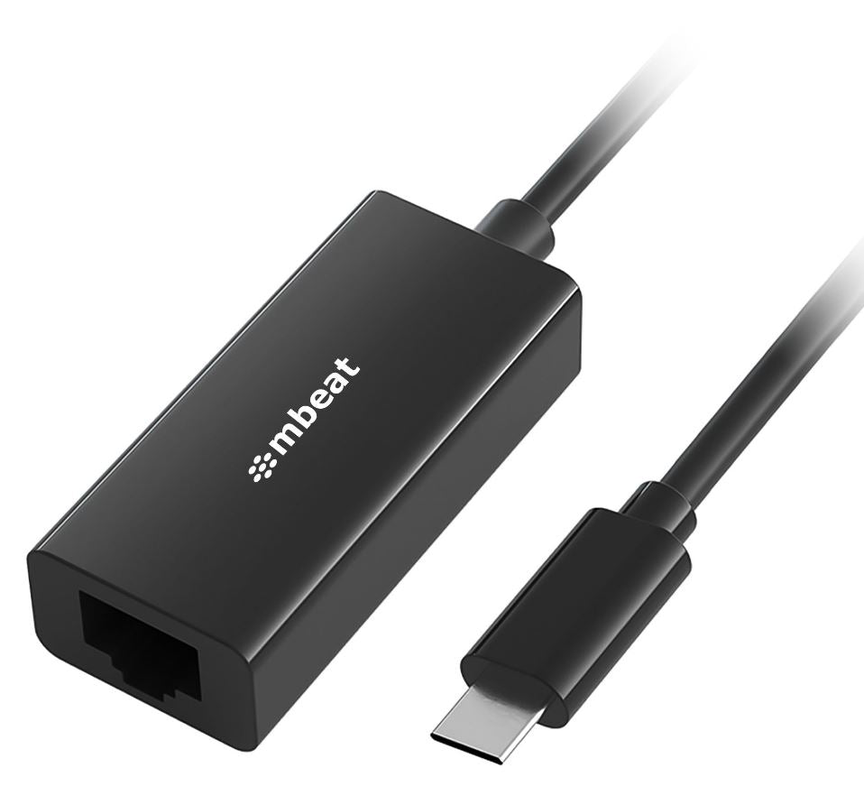 mbeat USB-C Gigabit Ethernet Adapter - Black Fast and secure RJ45, up to 1000Mbps speed. Plug-and-play Compact and lightweigh MB-CGL-1K