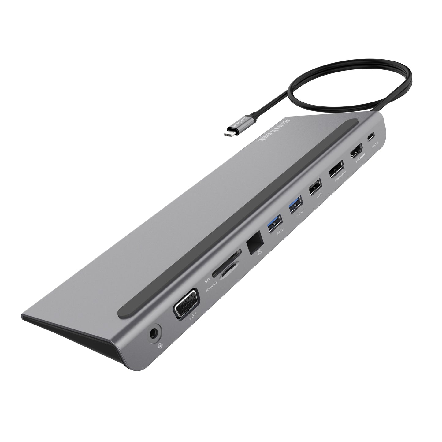 mbeat Elite Triple Display USB-C Docking Station with 100W Power Delivery 1xHDMI, 1x DisplayPort, 1x VGA, 2x USB 3.0, 1x USB 2.0, MicroSD, 1x RJ45 MB-DOCK-D11