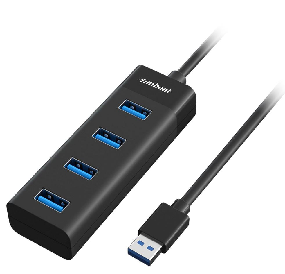 mbeat 4-Port USB 3.0 Hub - Black USB 3.0 transfer speeds up to 5Gbps. Plug-and-play Compact and lightweight Weight: 37g MB-U3H-4K