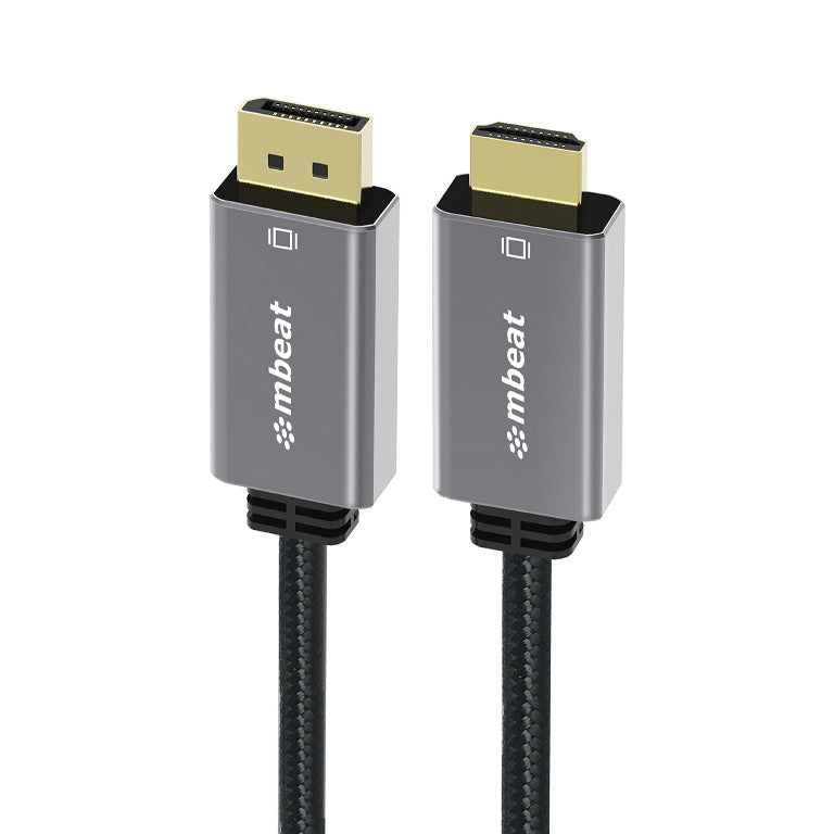 mbeat Tough Link 1.8m 4K/60Hz Display Port to HDMI Cable - Connects DisplayPort to HDMI 4K@60Hz (3840x2160), Gold Plated, Aluminium, Nylon Braided MB-XCB-DPHDM18