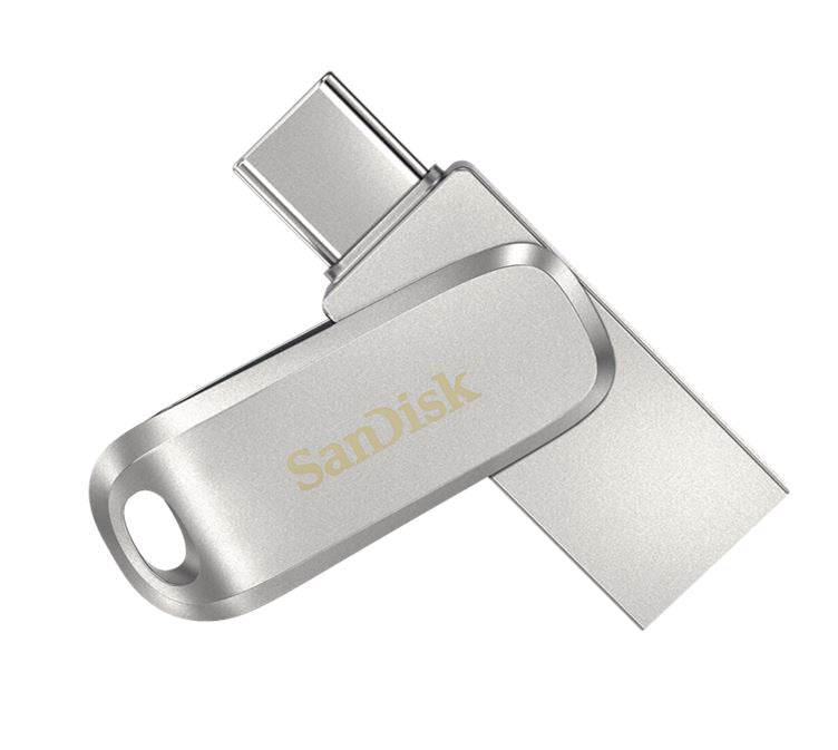 SanDisk Ultra Dual Drive Luxe USB Type-C Flash Drive - 64GB (Silver) 400MB/s USB3.1 Type-C Swivel for Android Smartphones Tablets Macs PCs SDDDC4-064G-G46
