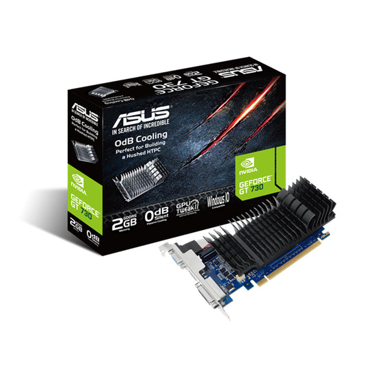 ASUS nVidia GeForce GT730-SL-2GD5-BRK 2GB GDDR5 Low Profile Graphics Card with Bracket For Silent HTPC Build (With I/O Port Brackets) GT730-SL-2GD5-BRK