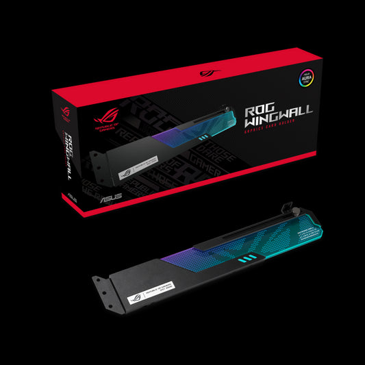 ASUS ROG-WINGWALL-HOLDER Graphics Card Holder Supports All ATX Size Chassis, Eliminate Sag, Tough Aluminium Alloy, Swappable Acrylic Plate, Aura Sync ROG-WINGWALL-HOLDER