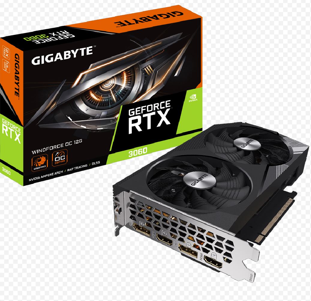 Gigabyte GeForce RTX 3060 WINDFORCE OC 12G 2.0, 1792 MHz, CUDA 3584, 15000 MHz, GDDR6, 192 bit, PSU 550W, 8 pin*1, DisplayPort 1.4a *2 HDMI 2.1 *2 GV-N3060WF2OC-12GD 2.0