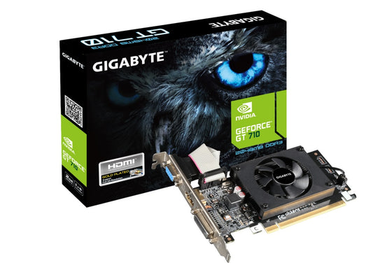 Gigabyte nVidia GeForce GT 710 2GB DDR3 2.0 PCIe Video Card 4K 3xDisplays HDMI DVI VGA Low Profile Fan GV-N710D3-2GL 2.0