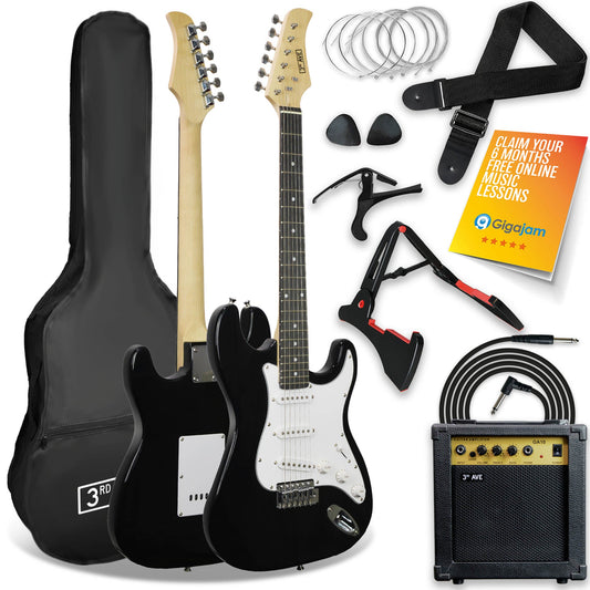 3rd Avenue Electric Guitar Pack - Black NM-XF203ABKPK
