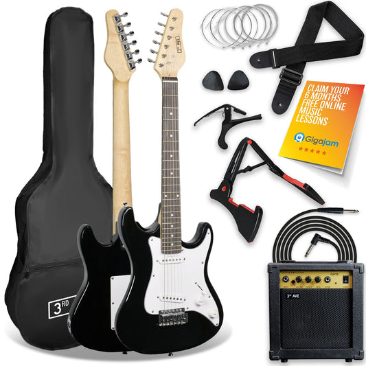 3rd Avenue 3/4 Size Electric Guitar Pack - Black NM-XF203CBKPK