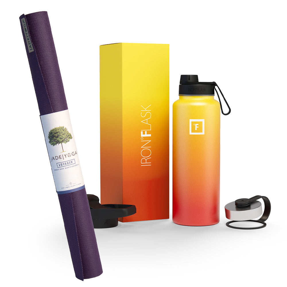 Jade Yoga Voyager Mat - Purple & Iron Flask Wide Mouth Bottle with Spo –  VTech Industries