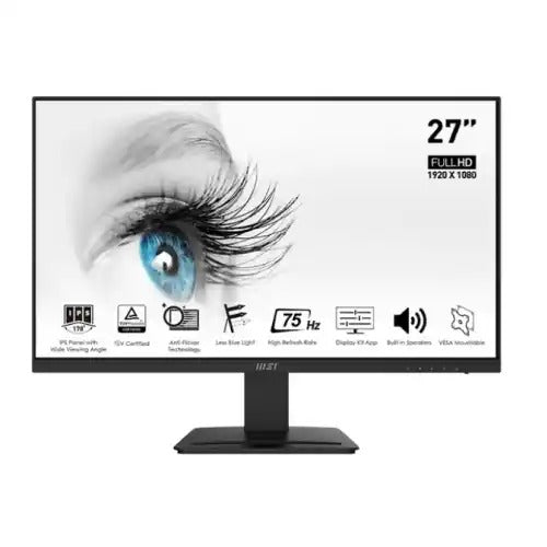 MSI 9S6-3PB4CH-064 PRO MP273A 27" IPS FHD Monitor, 100hz, 1ms, DP, HDMI, VGA, Speakers, Black, 3Yr  9S6-3PB4CH-064