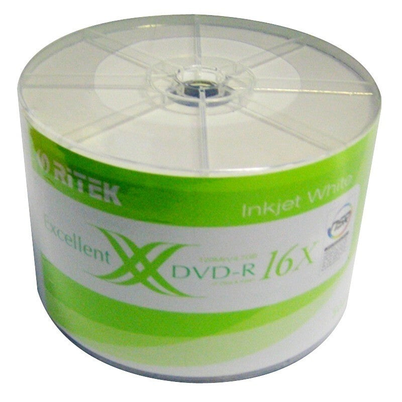 Ritek 16x DVD-R 4.7GB Full White Inkjet Printable 100pk