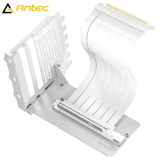 Antec AT-RCVB-BK200-PCIE5 RTX50 PCI-E 5.0 Riser Cable Vertical Bracket Kit - White, 200mm, 64GB/s, 32GT/s, supports RTX 5090/RX 9070 XT, 1Y warranty AT-RCVB-W200-PCIE5