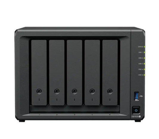 Synology DiskStation DS1525+ 5-Bay 3.5', 2x 2.5 GbE (Tower), AMD Ryzen Quad Core 2.2GHz, 8GB RAM, x USB3.2, 2x Expansion 3YW DS1525+
