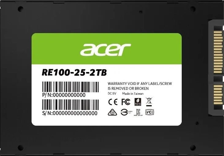 ACER RE100-2TB 2.5 SATA lll SSD Writing Speed 503 MB/s Reading Speed 558 MB/s BL.9BWWA.110 -5 Year Warranty BL.9BWWA.110