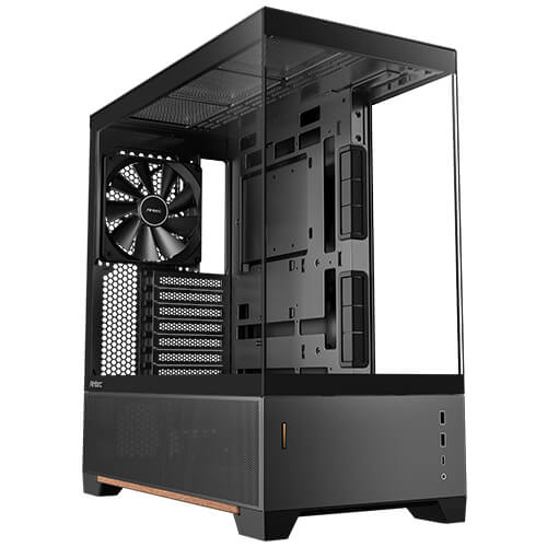 Antec C6 WOOD - Black, Mid Tower, ATX/Micro-ATX/ITX, Tempered Glass, USB-C 10Gbps, 3 PWM Fans, 360mm Radiator, 450mm GPU, 2Yr Wty C6 WOOD