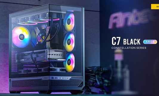 Antec C7-ARGB E-ATX Seamless Panoramic 270 View, USB-C, 4x ARGB PWM Fans. Side Radiator Support. RTX 4090, Back Connect MBs, Flip Door, Black Case  C7-ARGB