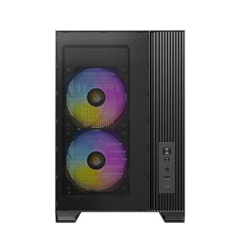 Antec Flux M Micro ATX/ITX, TG side, 5 slots, 2x3.5', 2x2.5', 6x120mm fans incl ARGB, 360mm rad, GPU=405mm, CPU=175mm, USB-C. Compact MicroATX Case Flux M