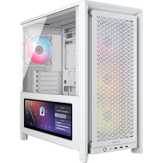 Corsair FRAME 4000D LCD RS ARGB Premium Mid-Tower PC Case- White, ATX/mATX/ITX/E-ATX, 486x490x239mm, 430mm GPU, 360mm rad, tempered glass CC-9011327-WW