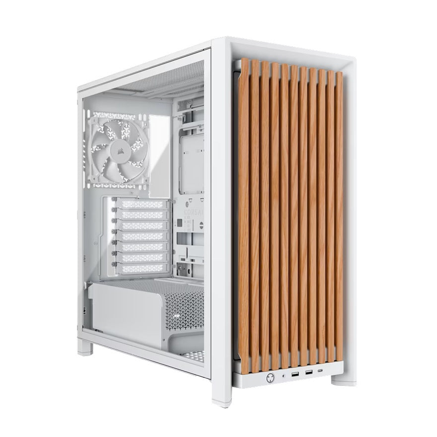 Corsair FRAME 4000D WOOD RS Modular Mid-Tower PC Case - White/Oak, E-ATX ATX mATX ITX, TG wood, 430mm GPU, 170mm CPU, 360mm rad, USB-C, vert GPU CC-9011341-WW