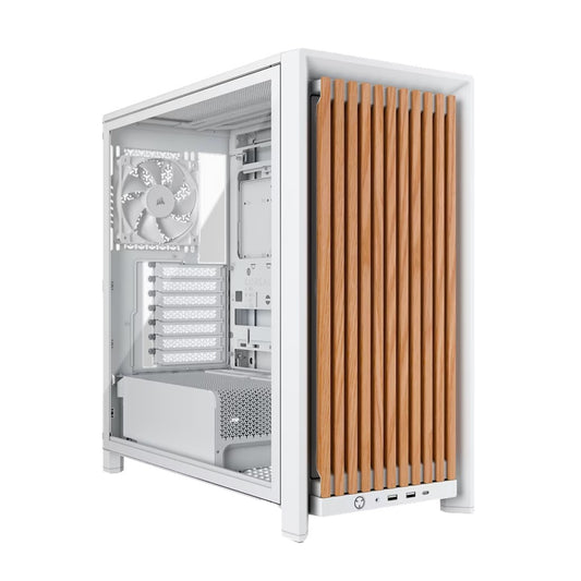 Corsair FRAME 4000D WOOD RS Modular Mid-Tower PC Case - White/Oak, E-ATX ATX mATX ITX, TG wood, 430mm GPU, 170mm CPU, 360mm rad, USB-C, vert GPU CC-9011341-WW