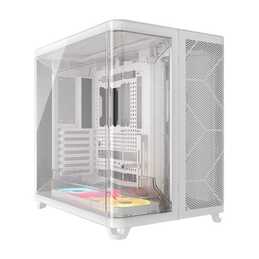 Corsair AIR 5400 LX-R RGB iCUE LINK Triple Chamber Mid-Tower PC Case - White; ATX/E-ATX; 467x470x340mm; TG; 360GPU; 180CPU; 360RAD; USB-C CC-9011321-WW