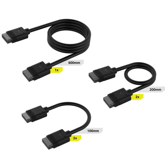 Corsair iCUE LINK Cable Kit - 100mm x 1, 200mm x 1, 600mm x 1 Black CL-9011118-WW