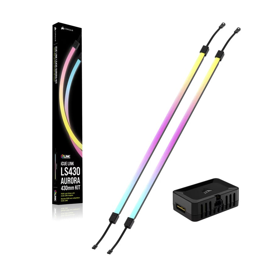 Corsair iCUE LINK LS430 Aurora RGB Light Strips - 430mm Kit - 430x10x10mm, magnetic mount, black, addressable LEDs CL-9011136-WW