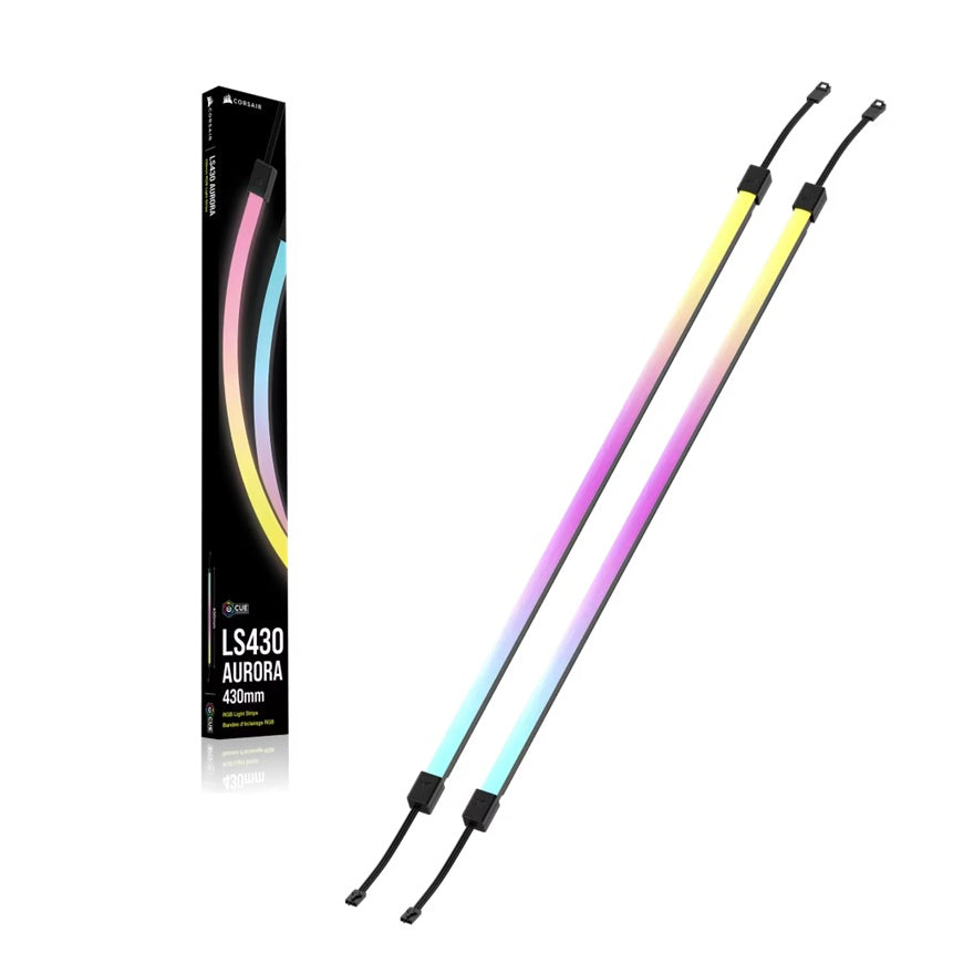 Corsair LS430 Aurora RGB Light Strips - 430mm - 430x10x10mm, black, magnetic mount, addressable LEDs, iCUE compatible, flexible CL-9011138-WW