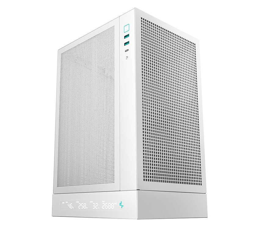 DeepCool CH170 DIGITAL WHT ITX Case, Digital Status Display, Extremely portable size, Abundant Airflow Ventilation, Mesh panels, Full sized air cooler R-CH170-WHNPI0D-G-1