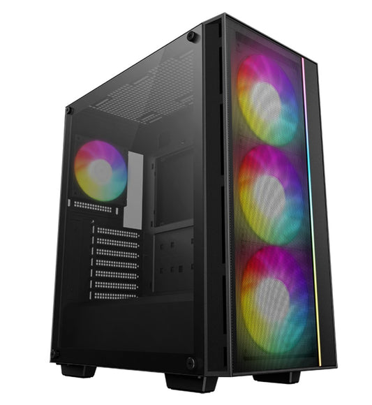 DeepCool MATREXX 55 MESH V4 Full Tempered Glass Side Panel ATX Case. Pre-Installed 3x140mm ARGB PWM Fans, 1x120mm ARGB, Up to 360mm R-MATREXX55-BKAGA4-G-4