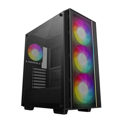 DeepCool MATREXX 55 MESH V4 C Full Tempered Glass Side Panel ATX Case. Front top USB3.0, (Type-C) Pre-Installed 3x140mm ARGB PWM Fans, 1x120mm ARGB R-MATREXX55-BCAGA4-G-4