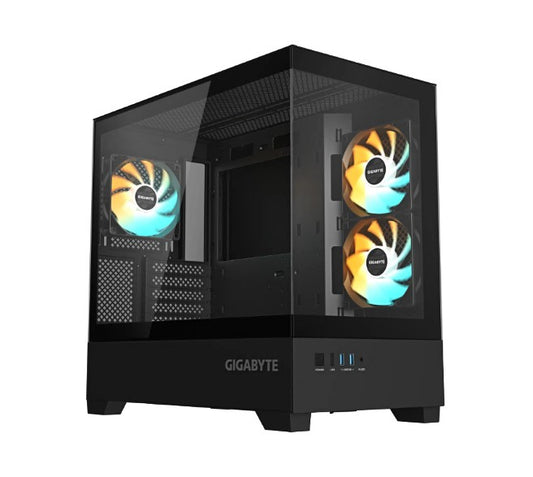 Gigabyte C201 PANORAMIC, Mid Tower, mini-ITX/m-ATX, Black, H431x W242x D430 mm, 5 Slots, USB 3.0 x2, H=502 W=313 D=525 mm C201P M-ATX CASE