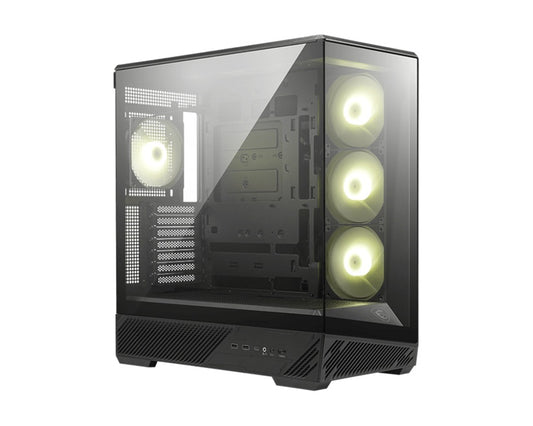 MSI MAG PANO 130R PZ -BLACK - ATX/mATX/ITX, 400mm GPU, 165mm CPU, 7 slots, 6x120mm, 360 rad top/side, 2xUSB-A, 1xUSB-C 20Gbps, 460x232x490mm, 8.37kg MAG PANO 130R PZ