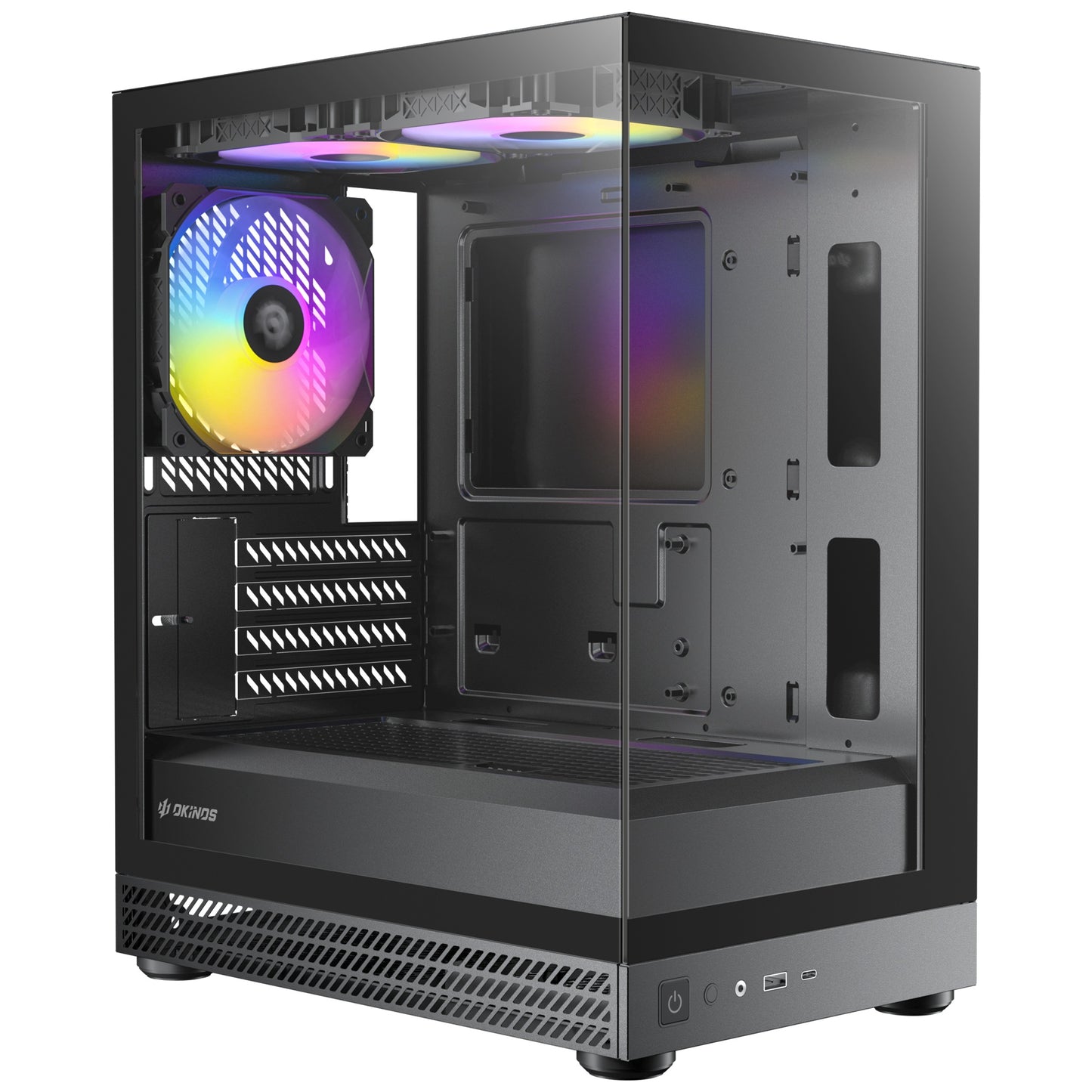 OKINOS AQUA UNO BLACK, Mini Tower, Micro-ATX/ITX, tempered glass, 3x120mm ARGB fans, USB 3.0 + Type-C, =309mm GPU, =165mm CPU cooler, steel AQUA UNO BLACK