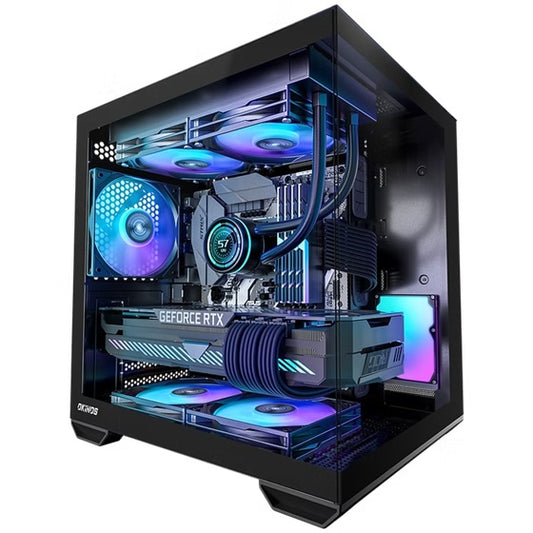 OKINOS Mirage 4 mATX ARGB Case, ARGB controller, 4x ARGB Fans. Ultimate thermal, Steel, 2x USB3.0, 1x3.2 Gen2 USB-C, Black Tower Case  CAO-M4ARGB-BK