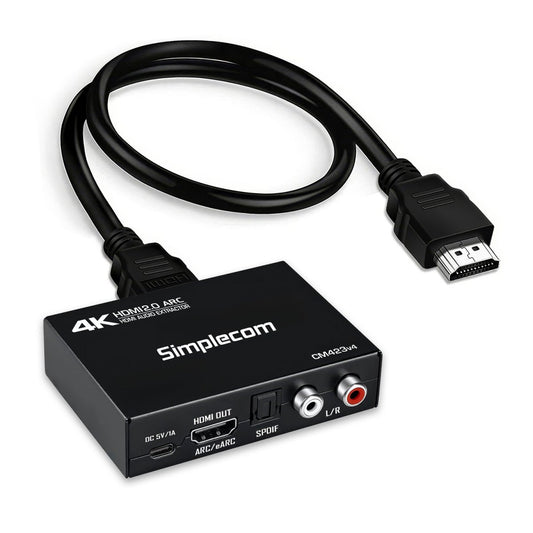 Simplecom CM423v4 HDMI 2.0 Audio Extractor Dual-Mode with ARC/eARC Optical SPDIF 2RCA 3.5mm Stereo 4K@60Hz CM423v4